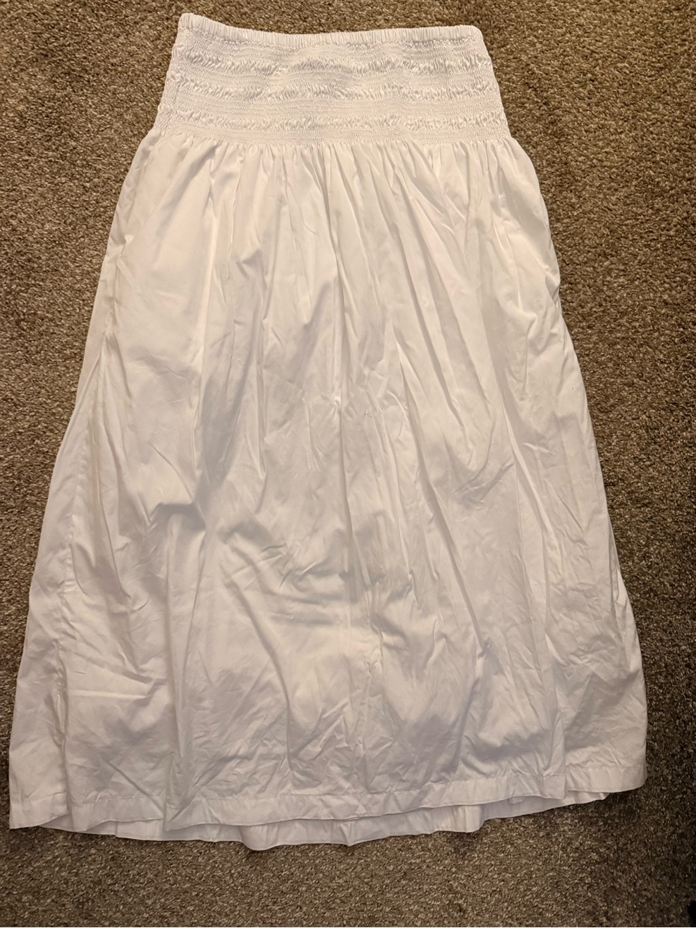 Madewell White Smocked Waist Maxi Skirt